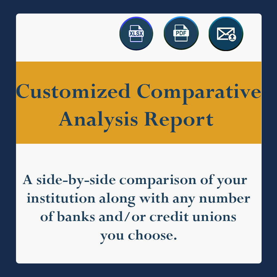 A side-by-soide comparison of your institution along with any number of other banks or credit unions of your choice.