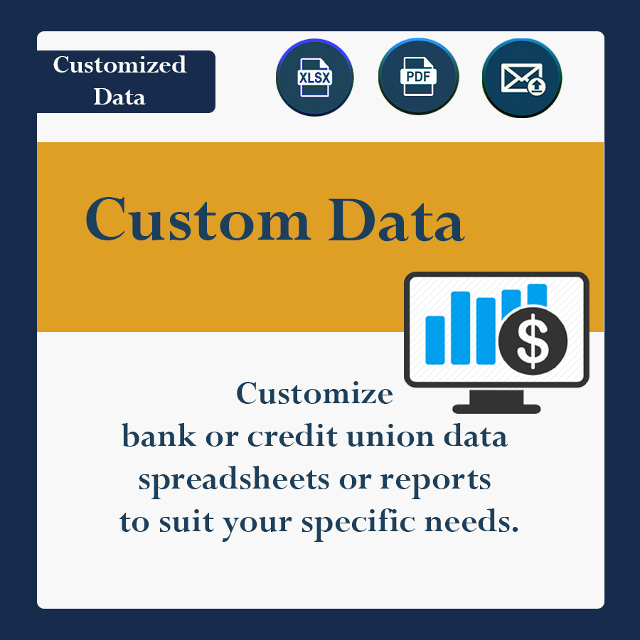 all bank and credit union data from commercial real estate to residential mortgage loans, credit card loans to repossessed real estate, Bauer can customize a spreadsheet for you